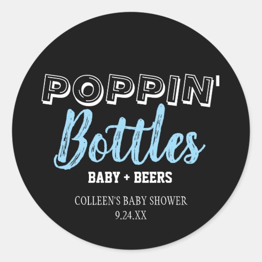 Poppin Bottles Stickers Baby shower (Voorkant)