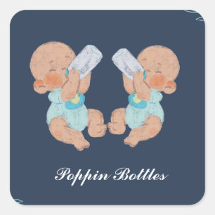Poppin' Bottles Twins Vierkante Sticker