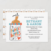 Poppin Bouteilles Couples Baby shower Invitation (Devant / Derrière)