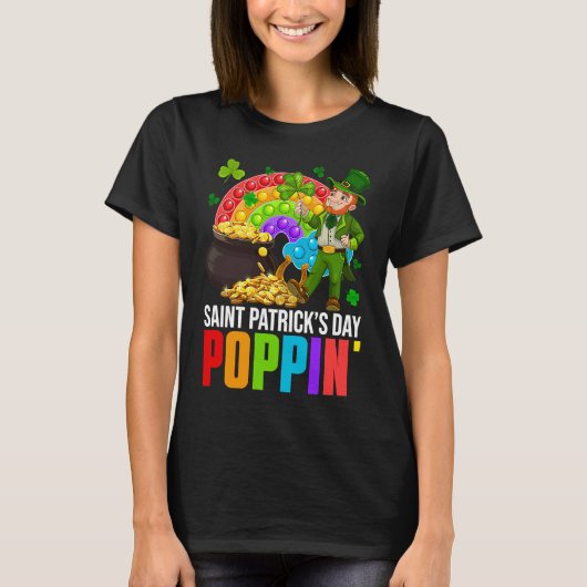 Poppin' Leprechaun & Pop It Rainbow Saint Patricks T-shirt (Voorkant)