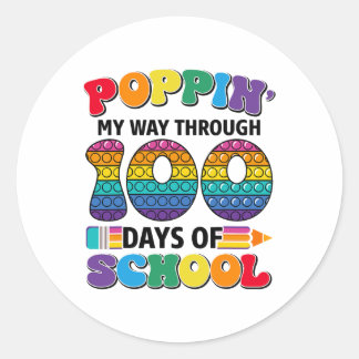 Poppin mijn reis door 100 dagen school Kinderen 10 Ronde Sticker