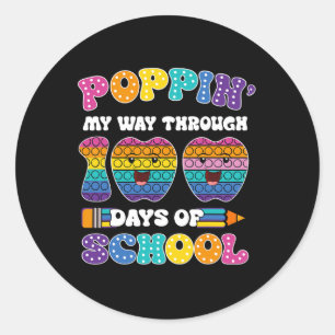 Poppin mijn reis door 100 dagen school Kinderen 10 Ronde Sticker