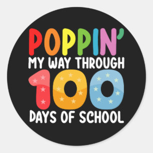 Poppin mijn weg door 100 dagen school ronde sticker