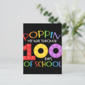 Poppin mijn weg door 100 schooldagen briefkaart (Staand voorkant)