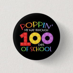 Poppin mijn weg door 100 schooldagen ronde button 3,2 cm