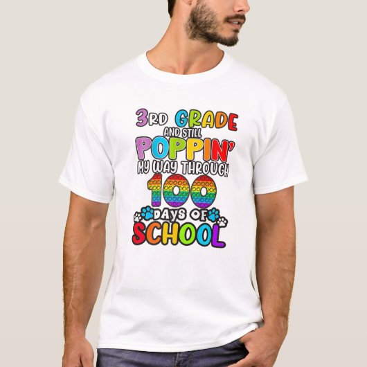Poppin my Way Through 100 Days of School Kinder 3r T-shirt (Voorkant)