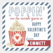 Poppin' Popcorn Classroom Valentijnsdag Vierkante Sticker (Voorkant)