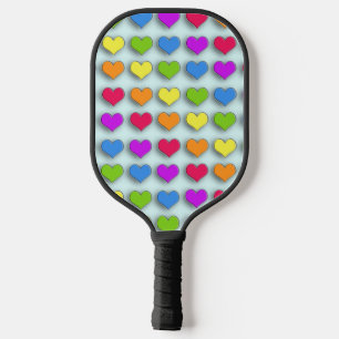 Poppin Retro Harten Leuk Regenboog Patroon Pickleball Paddle