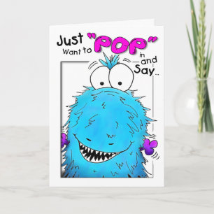 Popping by Blue Fuzzy Monster Verjaardag Kaart