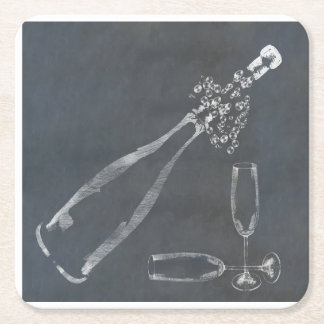 Popping Champagne Cork Vierkante Kartonnen Onderzetter