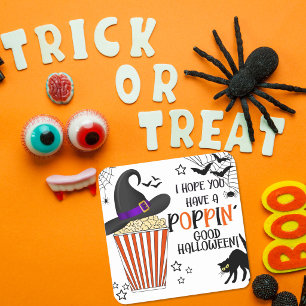 Popping Good Halloween Popcorn Treat cadeautaszak Vierkante Sticker