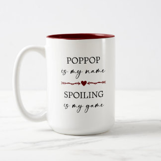PopPop is mijn naam Spoiling is mijn spellingfoto Tweekleurige Koffiemok
