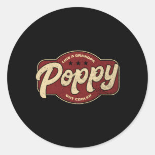 Poppy als een opa, maar er poppy opa ronde sticker
