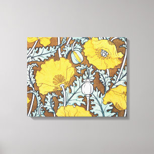 Poppy Art Illustratie Gele bloem Canvas Afdruk
