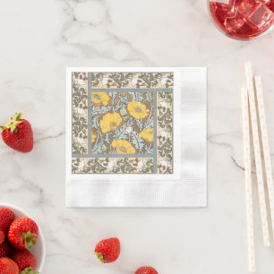 Poppy Art Illustratie Gele bloem Servet