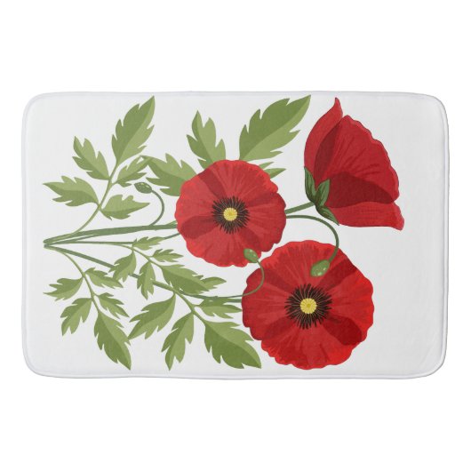 Poppy bloeiende vrolijke zomerbloemen badmat (Voorkant)
