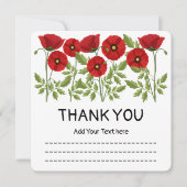 Poppy bloeiende vrolijke zomerbloemen bedankkaart (Voorkant)