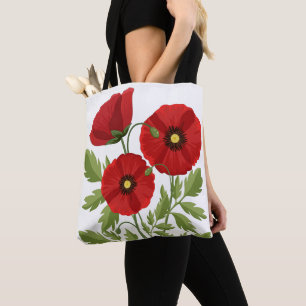 Poppy bloeiende vrolijke zomerbloemen draagtas