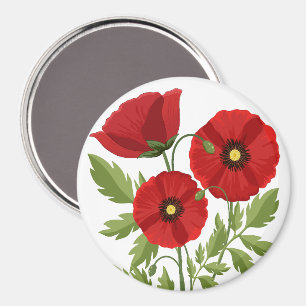 Poppy bloeiende vrolijke zomerbloemen magneet