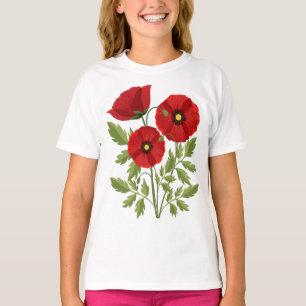Poppy bloeiende vrolijke zomerbloemen t-shirt