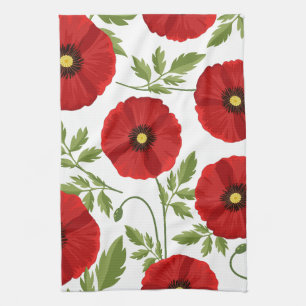 Poppy bloeiende vrolijke zomerbloemen theedoek