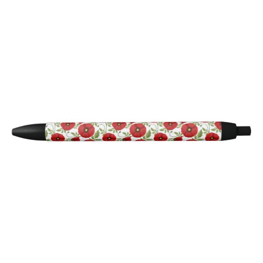 Poppy bloeiende vrolijke zomerbloemen zwarte inkt pen (Voorkant)