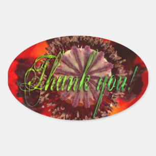 Poppy Blossom - Dank u wel Ovale Sticker