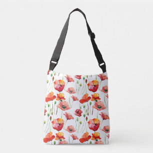 Poppy Blossom: eenvoudige naadloze achtergrond. Crossbody Tas