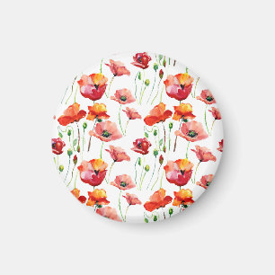 Poppy Blossom: eenvoudige naadloze achtergrond. Magneet