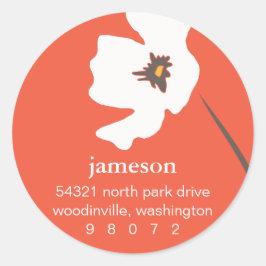 Poppy Blossom ronde adreslabel Ronde Sticker