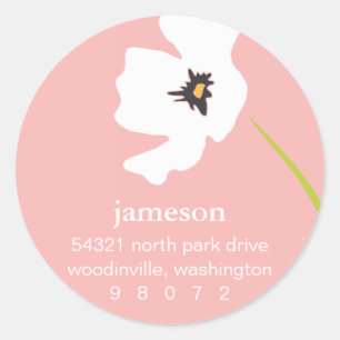 Poppy Blossom ronde adreslabel Sticker