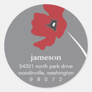 Poppy Blossom ronde adreslabel Sticker
