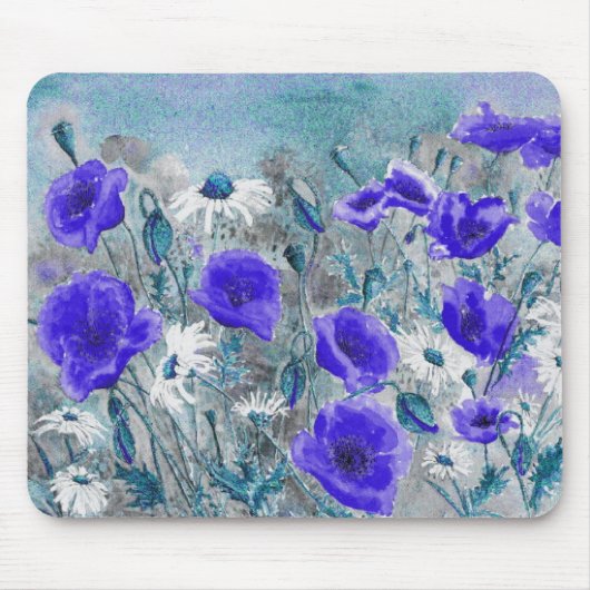"Poppy Blue" Mousepad Muismat (Voorkant)