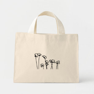 Poppy Boho Chic Minimalistische Kruidenier Canvas  Mini Tote Bag