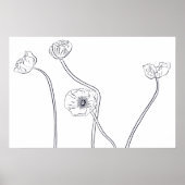 Poppy Botanical LIne Art Poster (Voorkant)