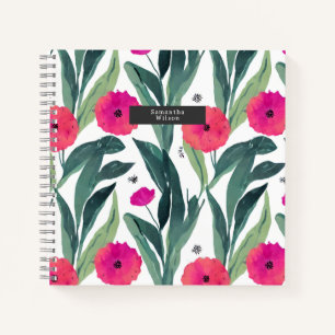 Poppy botanisch patroon notitieboek