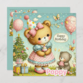 POPPY ~ Carte d'anniversaire ~ Ours en peluche ~ C (Devant / Derrière)