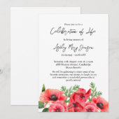 Poppy Celebration of Life Funeral Kaart (Voorkant / Achterkant)