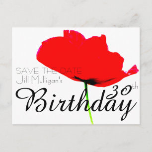 POPPY Collectie 30th Birthday Save the Date Aankondigingskaart