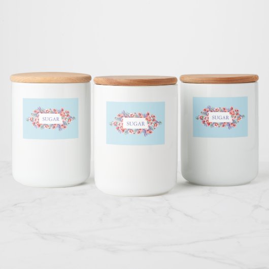 Poppy Collectie met spun Sugar Blue Background Voedselcontainer Etiket (Flessen)