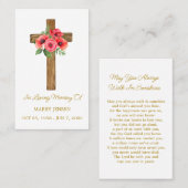Poppy Cross Memorial Funeral Prayer Card Visitekaartje (Voorkant / Achterkant)