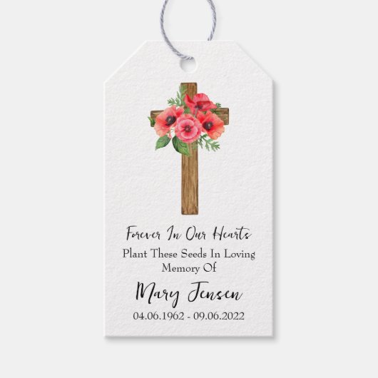 Poppy Cross Memorial Funeral Seed Packet  Cadeaulabel (Voorkant)