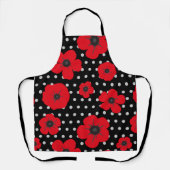 Poppy en Polka Dot Rood Zwart Schort (Voorkant)