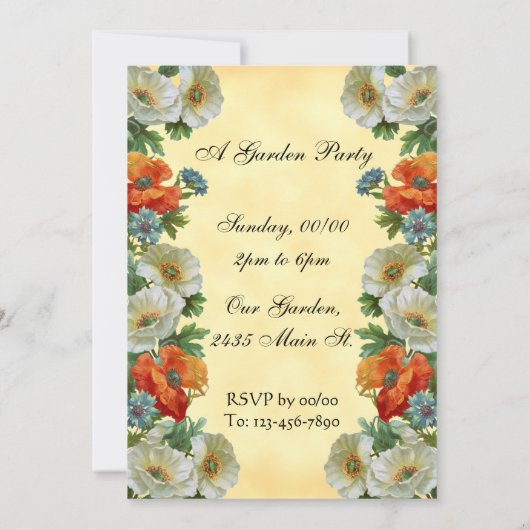 Poppy et Cornflowers Invitations florales personna (Dos)