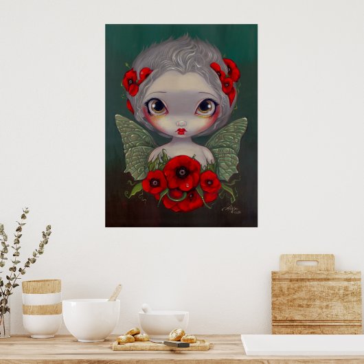 Poppy Fairy big gothic fairy Art Print (Keuken)