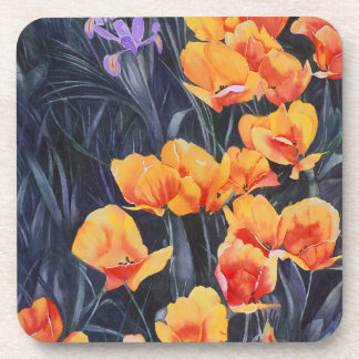 Poppy Field Colorful Impressionistic Painting Bier Onderzetter