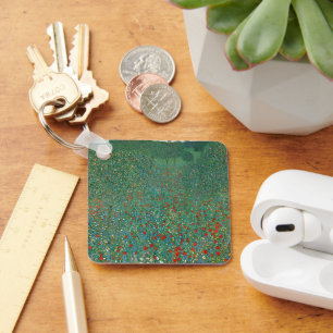 Poppy Field door Gustav Klimt, Art Nouveau Sleutelhanger