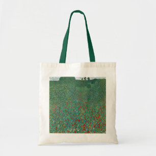 Poppy Field door Gustav Klimt, Art Nouveau Tote Bag