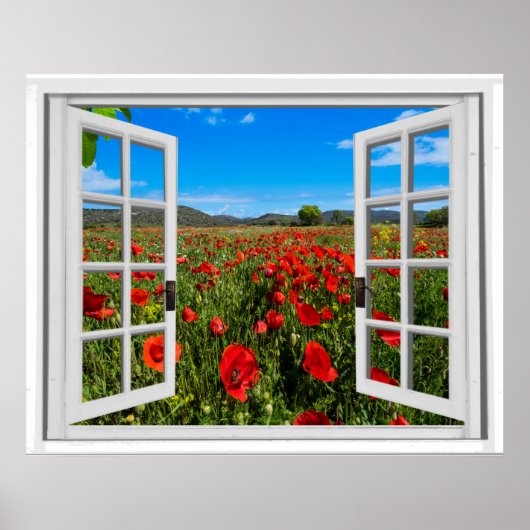 Poppy Field Faux Uitzicht Poster (Voorkant)