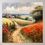 Poppy Field Landscape Poster (Voorkant)